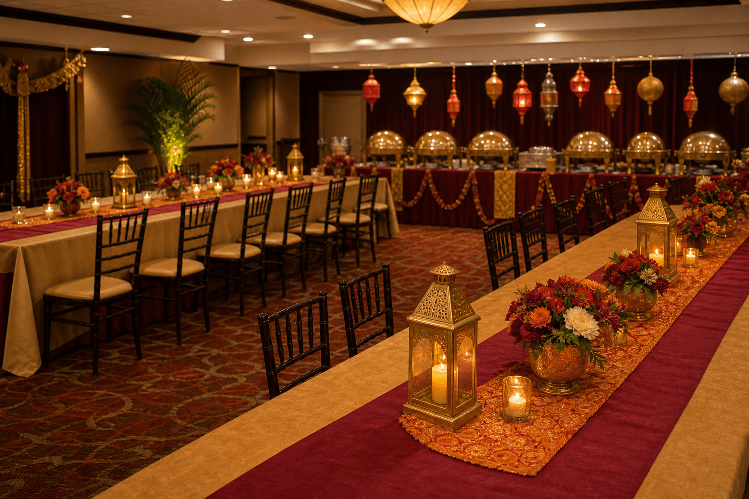 Styling inspiration: community banquet concept with buffet styling.