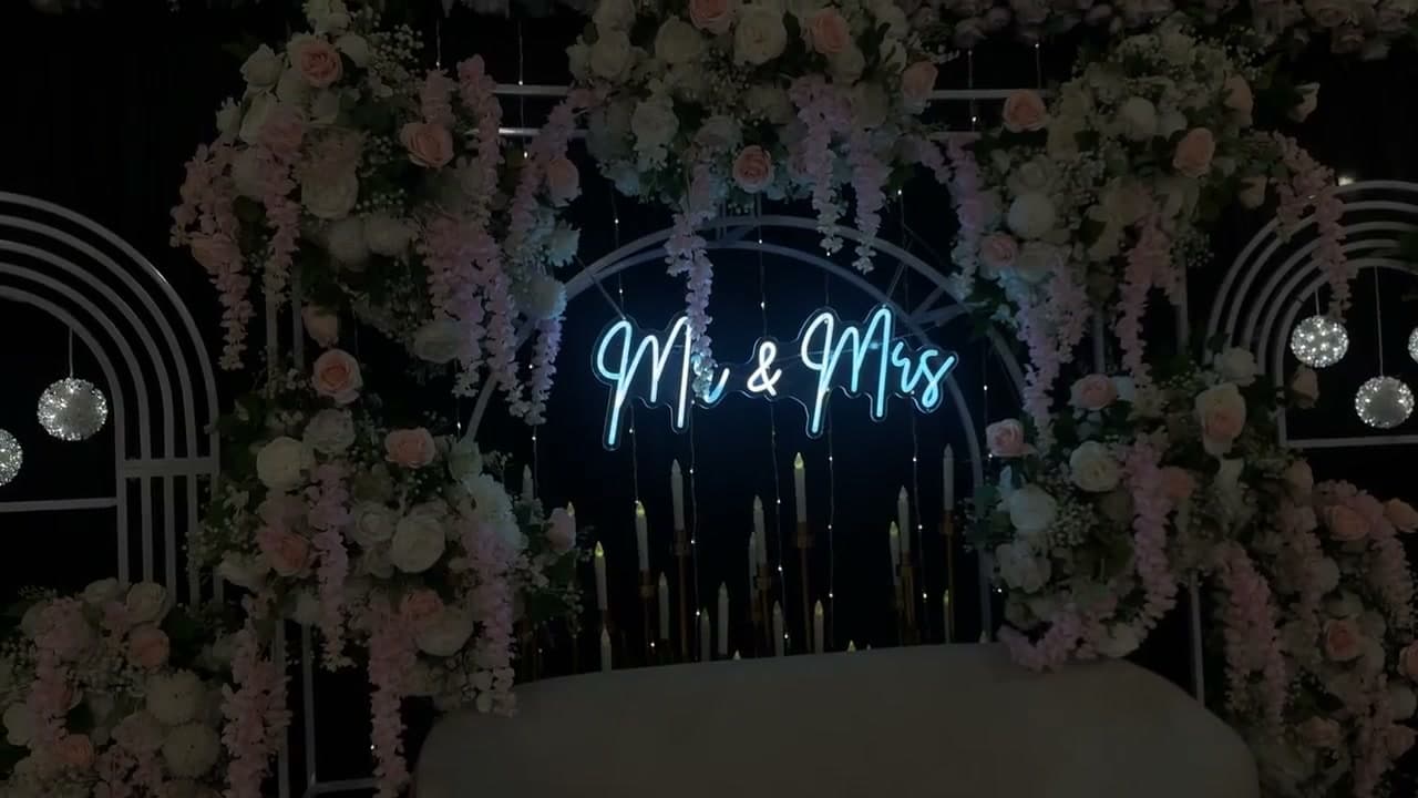 Close look at the neon backdrop — photographed at The Grandeur in Thomastown.